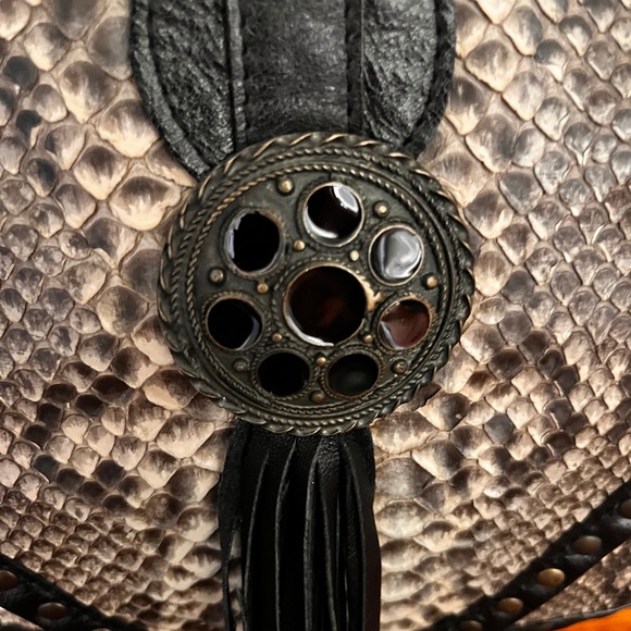 🖤ABACO black leather and python shoulder bag NEW - Picture 3 of 6